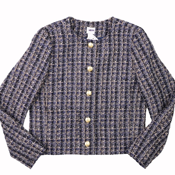 New JCREW Tweed Lady Jacket in Tweed Black Navy - Picture 5 of 6